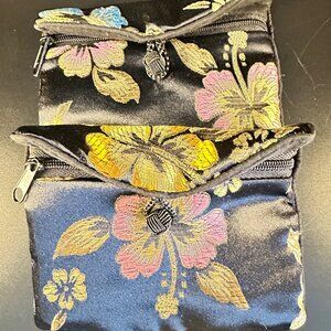 Black / Floral Honora Collection Luxury Jewelry Pouches (Set of 2)